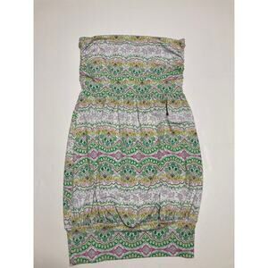 Veronica M Women's Strapless Mini Dress Small Paisley Multicolor Green A Line